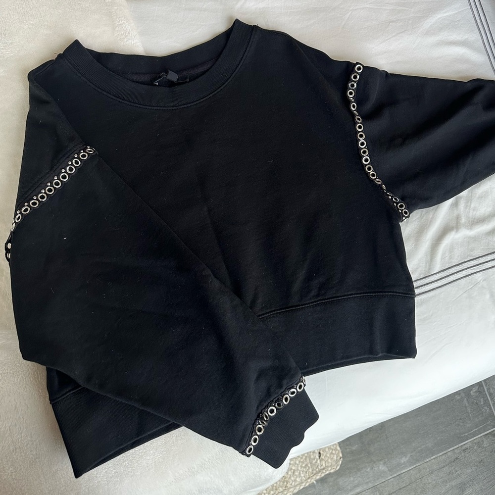 All Saints Black Cropped Sweatshirt Size S